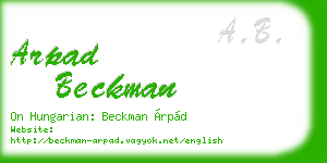 arpad beckman business card